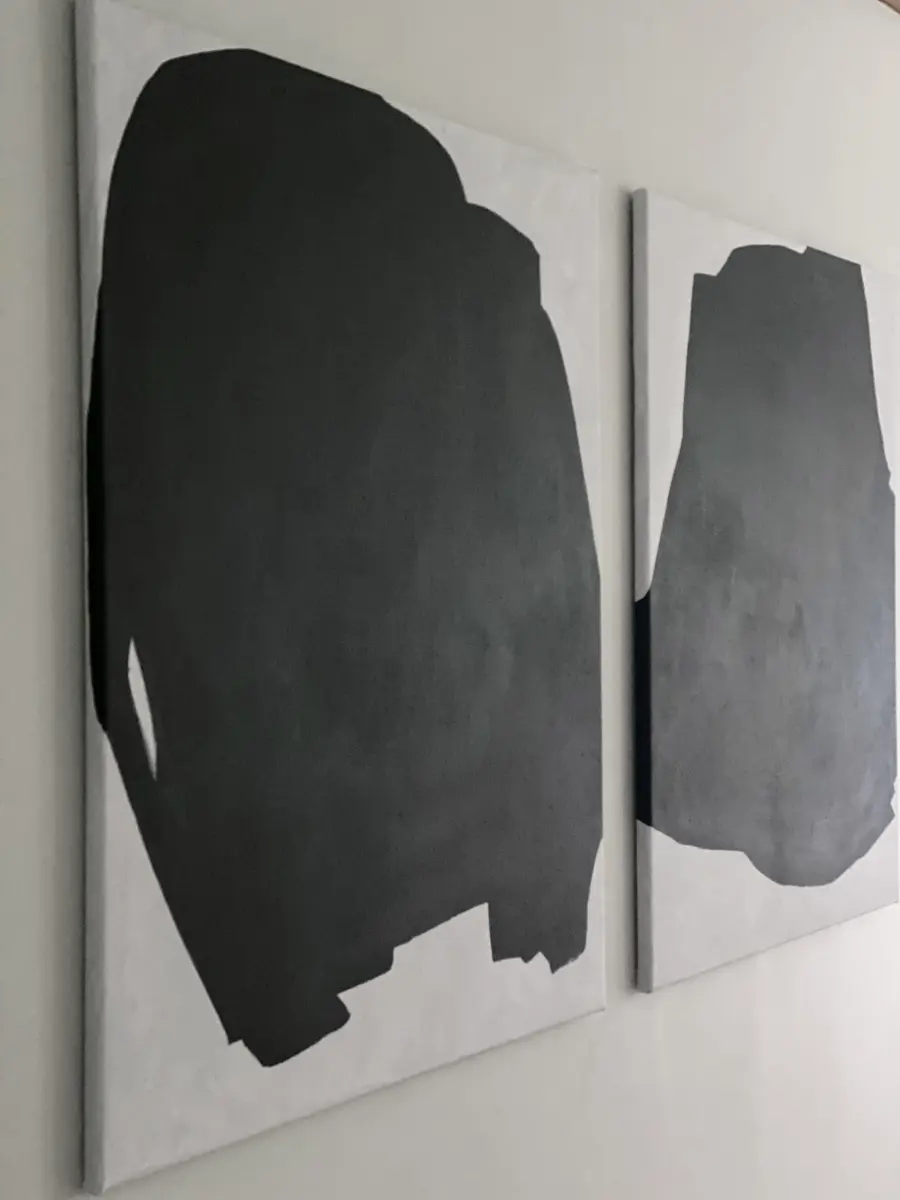 Brigitte Salzmann - cast, cast & clan, 2025, acril auf jute, 100 x 80 cm