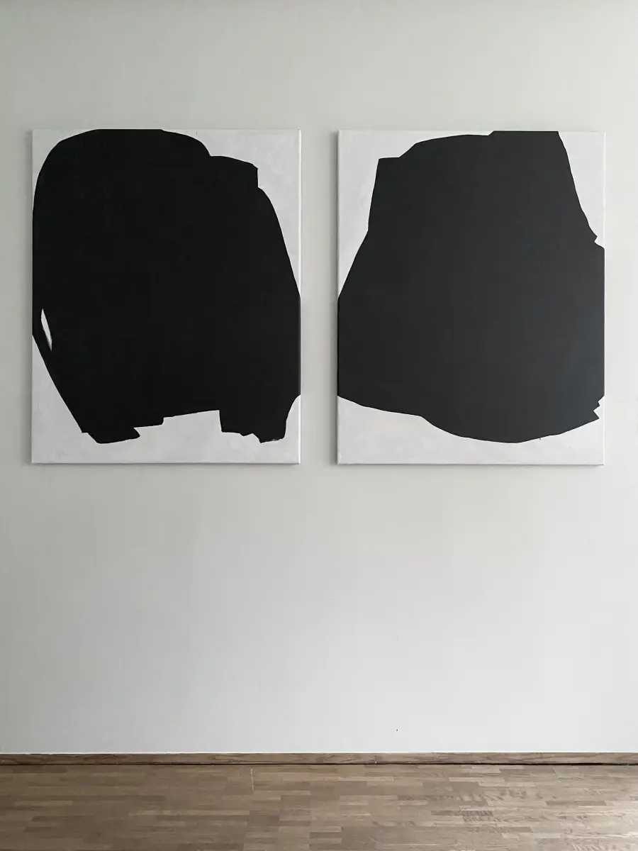 Brigitte Salzmann - cast & clan, 2025, acril auf jute, 100 x 80 cm
