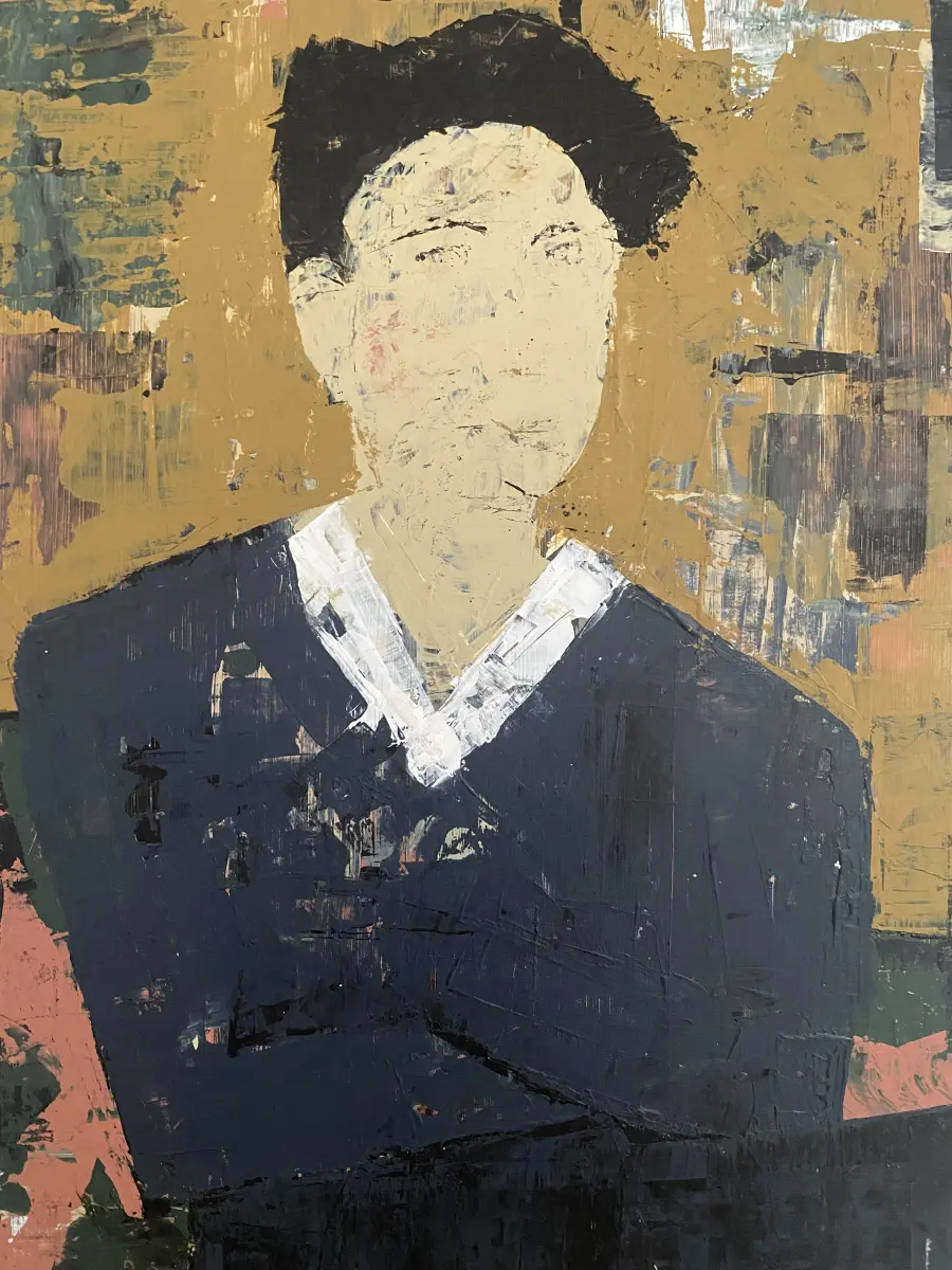 Brigitte Salzmann - bariton, 2023, acryl auf holz, 42 x 30 cm