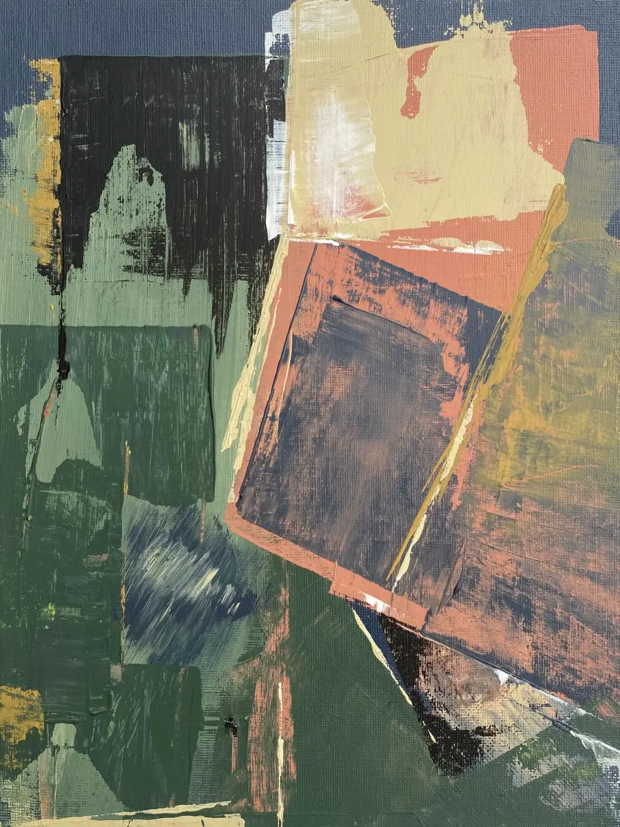 Brigitte Salzmann - bariton, backstage vibe, 2023, acryl auf karton 30 x 24 cm